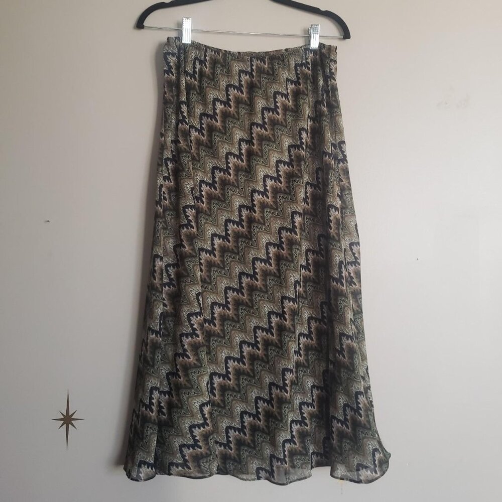 Vtg Green Midi Skirt Medium, Folk, Grunge, Boho